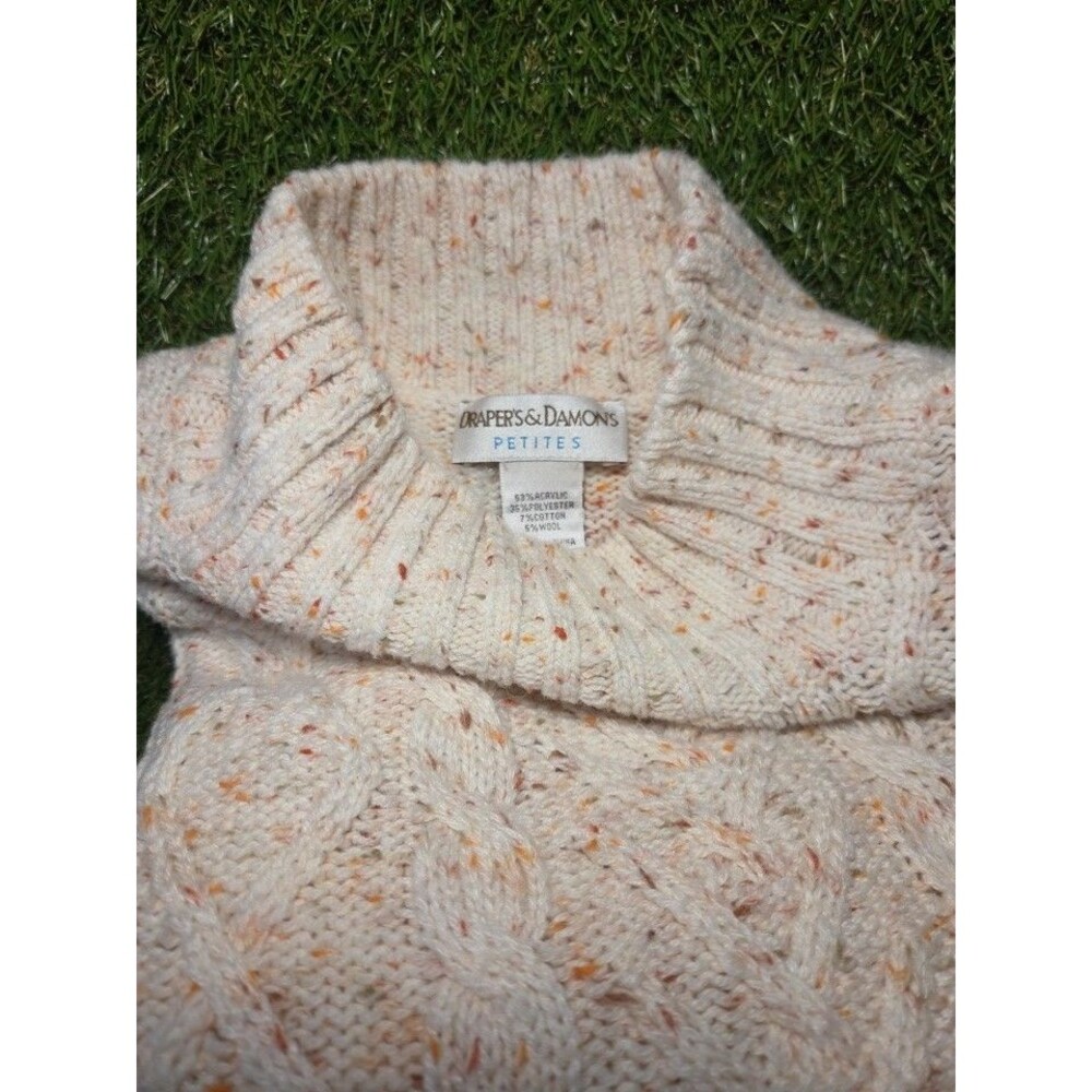 Draper's & Damon's Long Sleeve Cable Sweater Cream speckled Women’s Size PL
